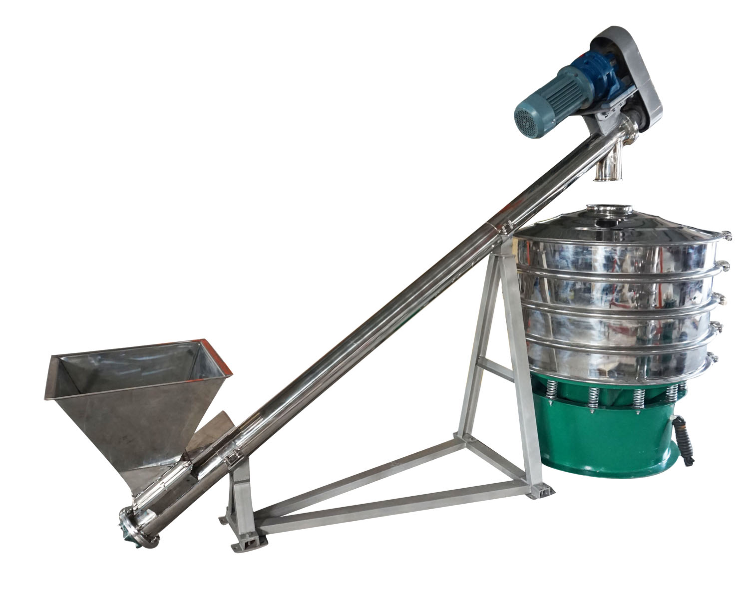 Vibrating sieve with screw feeder